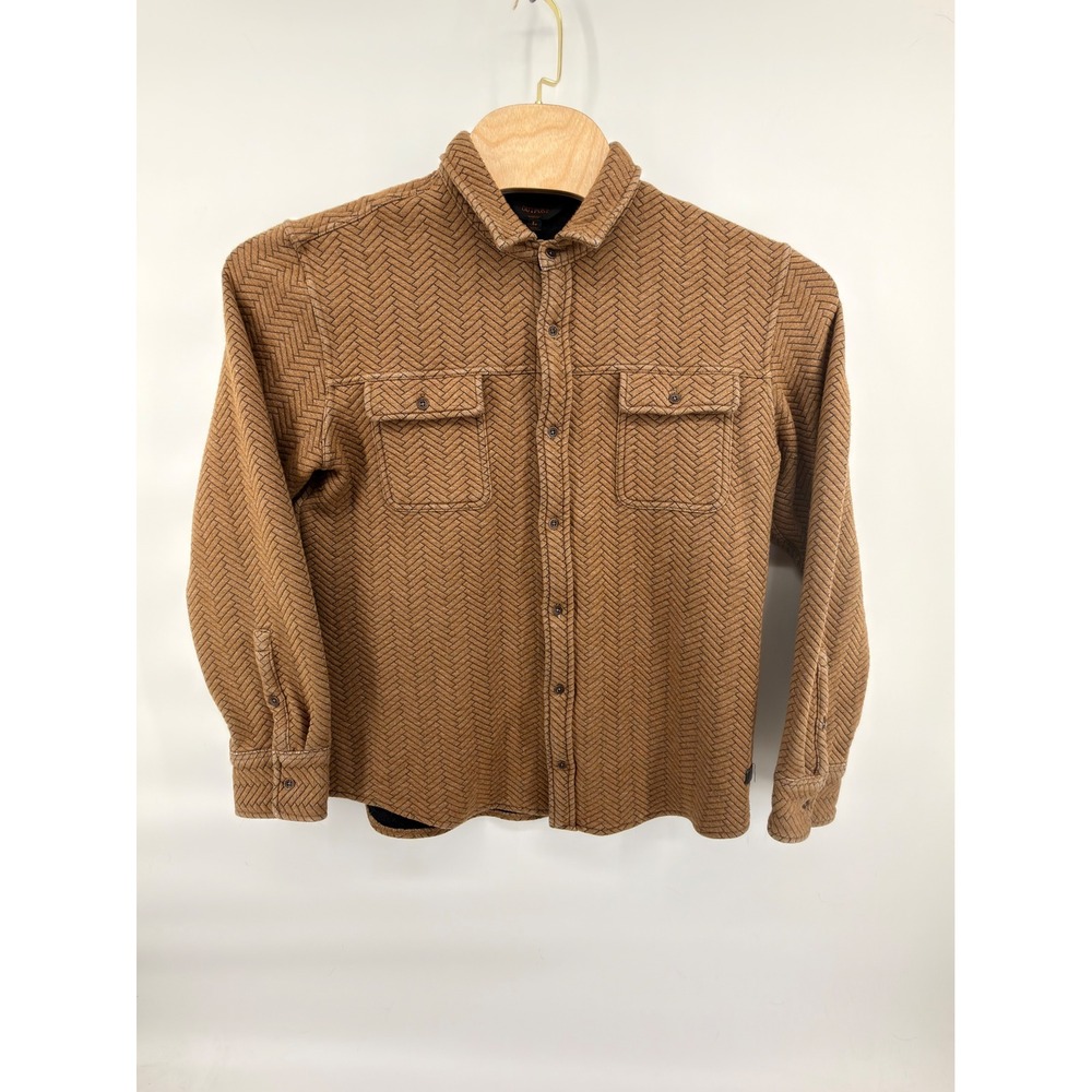 Outpost Makers Shacket Mens L Brown Herringbone Quilted Lined Shirt Jacket